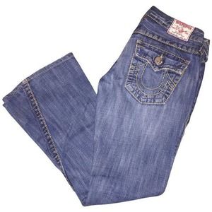 True Religion Joey Big 7 Flare Jeans Pants Medium Blue Wash 26 $248 New